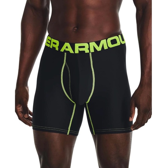 UNDER ARMOUR UA Tech BoxerJock 2-Pk 6" Inch Mens Size 5XL Black Neon Lime NWT - Picture 1 of 9